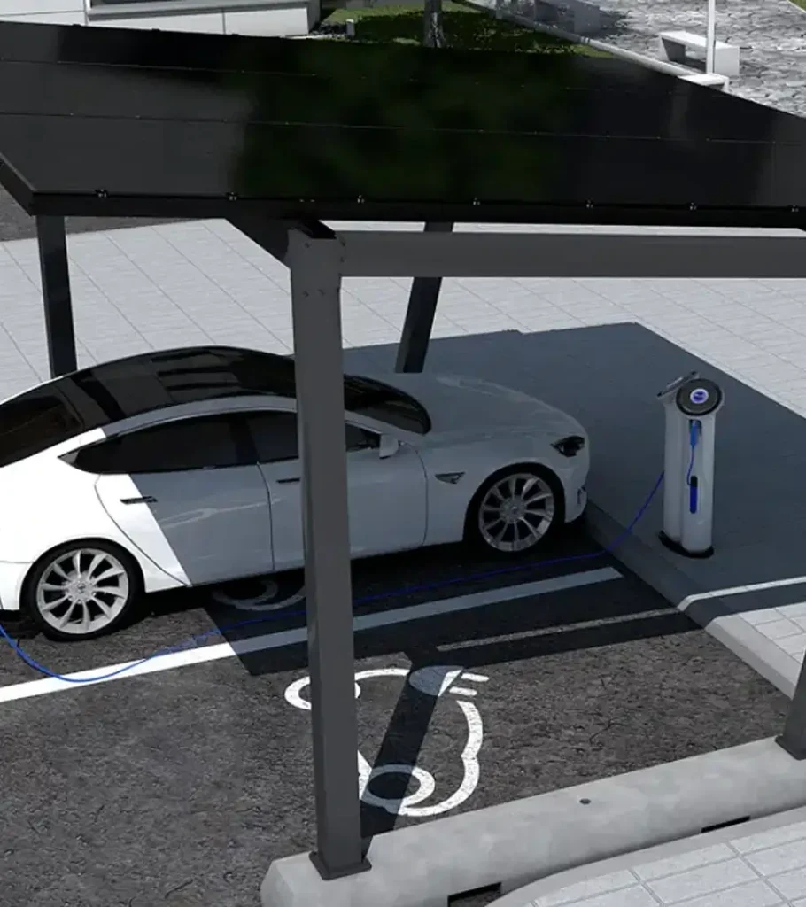 carport avec une tesla