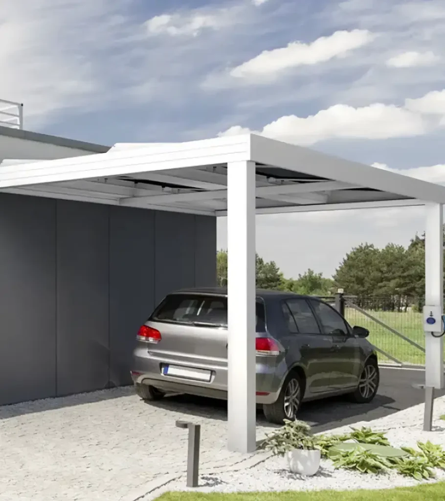 carport blanc avec une voiture